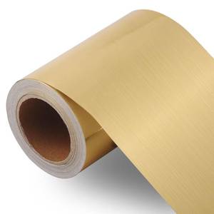 lot 14427 image: Taaizau Peel and Stick Brushed Gold Wallpaper Border, Removable PVC Waterproof Wallpaper for Mirror Frame, Kitchen Tiles, Cabinet, and Home D�cor (32.8ft x 3.9inch)