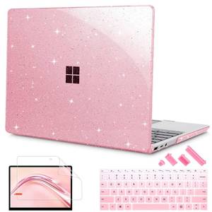 lot 14456 image: Mektron Glitter 2023 Microsoft Surface Laptop GO 3 Case 12.4 Compatible with Go 21 Laptop Cover 2022-2020 Releases Model 19432013 Plastic Hard Shell Case with Screen Protector, Sparkle Pink