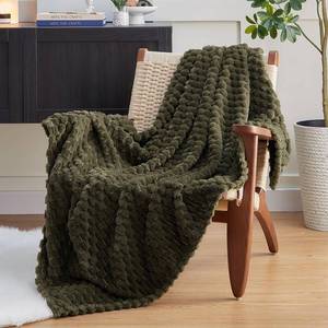 lot 19053 image: EXQ Home Fleece Throw Blanket for Couch or Bed - 3D Imitation Turtle Shell Jacquard Decorative Blankets - Cozy Soft Fuzzy Flannel Blanket Suitable for All Seasons(50�60,Moss Green)