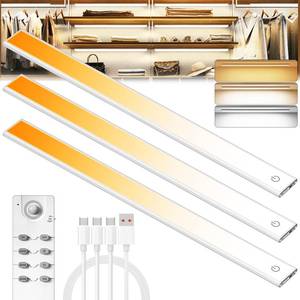 lot 19102 image: 134 LED Under Cabinet Lights Wireless with Full Lighting,Rechargeable Closet Lights with Remote and Motion Sensor Indoor,Under Counter Light with CCT and Dimmable for Kitchen,Stair(3 Pack,15.7inch)