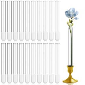 lot 19104 image: Ninehaoou 20 Pack 7.9 Glass Cylinder Bud Vase Fit from 22mm to 27mm Desighed Specially Adjustable Designed for Taper Candle Holder for Tablescapes, Wedding Decor (14 ONLY)