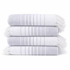 lot 19112 image: Native Fab Grey Stripe Beach Towels Set - 6 Pack - 40 x 71 Inches - 100% Cotton Quick Dry Lightweight - Extra Large Peshtemal Turkish Towel for Adults, Travel, Bath, Spa, Pool, Summer - Gray (5 Only)