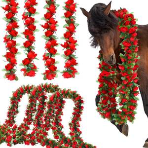 lot 19123 image: Thiccywoov 8 Pack 48ft Derby Horse Party Decorations Artificial Rose Vine Flowers Fake Flower Vine Derby Rose Artificial Flowers for Horse Race Day Party Supplies