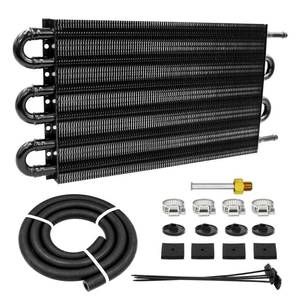 lot 19139 image: 6 Pass Ultra-Cool Tube and Fin Transmission Cooler Universal 516 Oil Cooler Kit 403 Aluminium Black