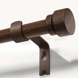 lot 19142 image: Lootkell Deep Walnut Wood Curtain Rods for Windows 48 to 84 1 Diameter Heavy Duty Window Curtain Rod Adjustable with Handmade Wood Grain Design for Living Room Bedroom Kitchen Farmhouse Outdoor