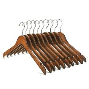lot 19148 image: Nature Smile Wooden Coat Hangers Solid Wood Shirt Dress Clothes Hangers(10pcs Retro)
