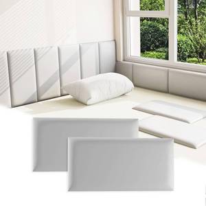 lot 19149 image: Umedol 3D Anti-Collision Wall Padding for Kids, Grey Peel and Stick headboard Pack of 4 Panels Sized 7.8 x 15.7, Self-Adhesive headboard Panels for wall, BedroomLiving Room Upholstered Wall Panel