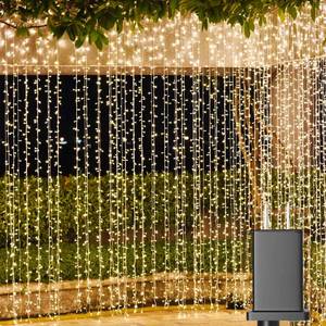 lot 19150 image: Solhice LED Curtain Lights Outdoor 30ft x10ft, 720 LED Plug in Hanging String Lights Indoor, Twinkle Light Backdrop for Outside Wedding Bedroom D�cor, Warm White (Not Connectable)