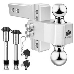 lot 19154 image: METOWARE Adjustable Trailer Hitch - Aluminum Tow Hitch Fits 2-Inch Receiver - Heavy Duty Drop Hitch with 4-Inch DropRise for Truck (14,000 LBS GTW), Double Stainless Steel Locks & Hitch Pin