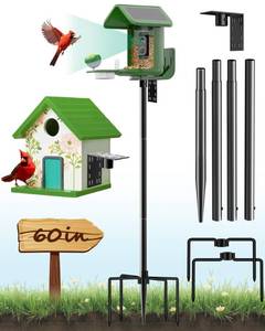 lot 19158 image: VIUBIRD Bird Feeder Pole �� 60 Inch Height Bird House Pole with 1-Inch Dia Heavy Duty for Birdfeeders, Feeding Stand with Mount Kit for Outdoor, Slip-Fit Connection, Black