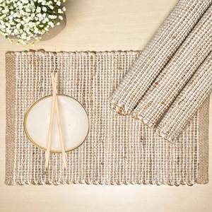 lot 20291 image: Chardin home Natural Jute Table Runner 13x72 Inch �� Vintage Boho Rustic Table Decor �� Handwoven Table Runner in Natural Jute and Ivory �� Farmhouse Dining or Console Table Accent