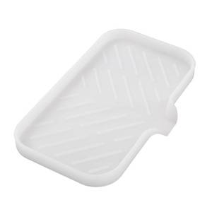 lot 20294 image: MicoYang Silicone Soap Dish with Drain Spout �� Self-Draining Sink Organizer Tray for Bathroom & Kitchen, Sponges, Dispensers & Soap Holder, Non-Slip & Dishwasher Safe, Translucent (Medium, 9.6�5.3)