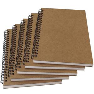 lot 20298 image: YUREE A5 Spiral Notebook Blank, 100gsm Thick Paper & Hard Kraft Cover, 60 Sheets (120 Pages), 8.35 x 5.9, Brown, 5 Pack