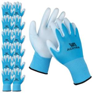 lot 20301 image: ACKTRA Ultra-Thin PU Safety WORK GLOVES 12 Pairs, WG002 BlueWhite, X-Large