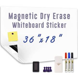 lot 20311 image: HeatPomelo Magnetic Whiteboard Sticker - Adhesive Backing 36 x 18 Dry Erase Board for Wall Whiteboard Contact Paper for Office Home Include Starter Kit
