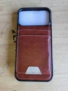 lot 20336 image: Brown Leather iPhone 17 Wallet Case with Card Slots