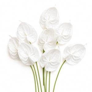 lot 20359 image: Lings moment White Anthurium Flowers, 8pcs Artificial Silk Filler Plants, Faux Greenery Stems for DIY Wedding Bouquets Centerpieces Arrangements Bridal Shower Party Home Decorations