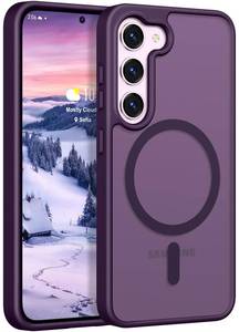 lot 20365 image: Rayboen for Samsung Galaxy S23 Case Magnetic, Compatible with Magsafe Protective Skin Feel Matte Phone Cover for Samsung S23 with Semi-Clear Hard Back & Soft Edge, Matte Purple