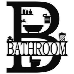 lot 20380 image: XORT Metal Bathroom Wall Decor, Farmhouse Metal Bathroom Wall Art, Funny Bathroom Sign for Modern Home Hanging Decorations. (Black - 12 x 14 inch)