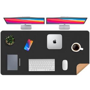 lot 20389 image: AFIING Cork Desk Mat 47 x 23.6, Dual-Sided Natural Cork & PU Leather Desk Pad, Non-Slip Waterproof Large Mouse Pad for Office, Home & Gaming (Black)