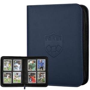 lot 20393 image: Trading Card Binder 4 Pocket, GERMUN PU Cover Card Binder for 160 Cards, Premium Trading Card Holder Folders, Double Sided Pocket Card Album for MTG, TCG (Blue)