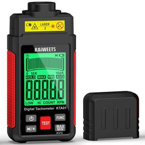 lot 20397 image: KAIWEETS Non Contact RPM Tachometer with Reflection Tape, 10-99999 RPM High Accuracy Laser Digital Tachometer with Large LCD, RPM Meter with Backlight, Data Hold, and MaxMinAVG Function