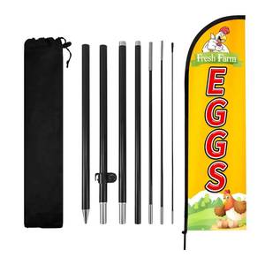 lot 20418 image: Farm Fresh Eggs Feather Flag, 8.2ft Sign for Business with Aluminum Pole and Ground Stake, Commercial Sign for Outside Business Swooper Flag Advertisng Feather Banner (Used)