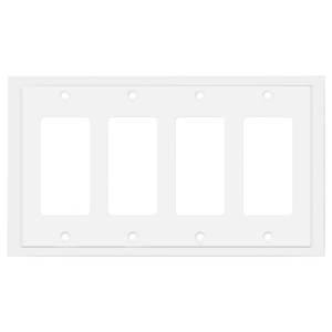 lot 20420 image: Henne Bery Modern Edge Decorative Wall Plate Switch Plate Outlet Cover, Durable Solid Zinc Alloy (Quad Decorator, White)