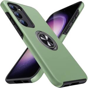 lot 20429 image: JAME for Samsung Galaxy S23 Case, Slim Soft Bumper Galaxy S23 Case, with Ring Kickstand for Samsung S23 Case, Shockproof Protective Cover S23 Case 6.1, Alpine Green