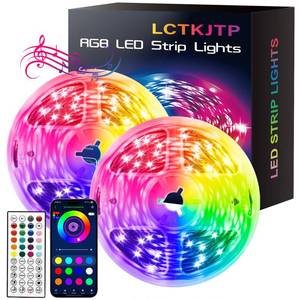 lot 20436 image: LCTKJTP LED Strip Lights,RGB Music Sync Color Changing Led Lights with Smart App Control Remote & Remote Control for Room,Part,Essential,Sense of Atmosphere Decoration(100FT-2 Rolls of 50ft)