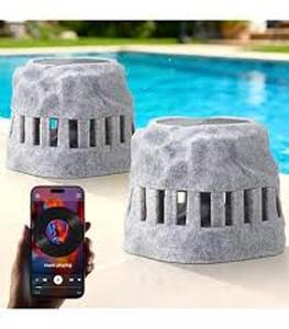 lot 1438 image: Solar LED Stone Speaker Set with 360 Degree Sound