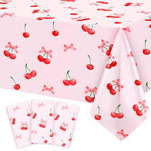 lot 2310 image: Three-piece cherry pink tablecloths party plastic