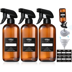 lot 2330 image: Yeco 10oz Brown Glass Spray Bottles with Adjustable Pack and Foldable Funnel Set