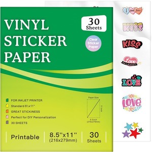 lot 2455 image: 30 Sheets 5.5x11 Sticker Paper Clear