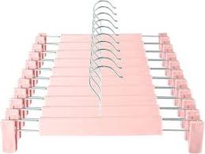 lot 4239 image: Pink Adjustable Pants Hangers with Metal Clips