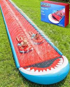 lot 5950 image: Giant Shark Water Slide with Sprinkler System 40x6.56ft