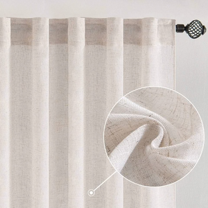 lot 5956 image: MIULEE White Linen Curtain Panels with Care Guide