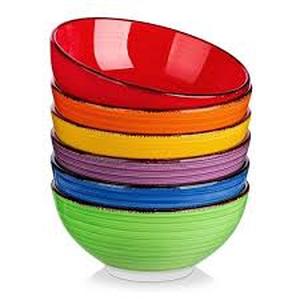 lot 11790 image: Vancasso Colorful Ceramic Bowl Set Of 6     9.5in