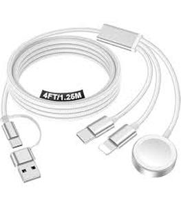 lot 12097 image: Multi-Port USB Charging Cable with Lightning and USB-C Connectors