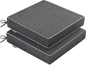 lot 13452 image: MIULEE Dark Grey Outdoor Chair Cushions Set of 2, 19x19x3 Inch Waterproof Patio Seat Cushions for Outdoor Furniture Couch Sofa, 3 Year Color Fastness High Density Foam with Adjustable Ties