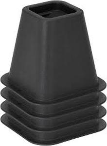 lot 13453 image: Simplify 6 Inch Bed Riser  Pack of 4  Bed & Furniture Lifter Wheel Grooves  Under-Bed Storage  Bedroom & Dorm  Black