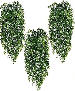 lot 13466 image: Waipfaru 3Pcs Artificial Hanging Plants, Fake Vines Fake Hanging Plants for Outdoors UV Resistant Ivy Artificial Plants Outdoor Faux Plants Indoor Bedroom Living Room Boho Wall Porch Shelf Decor