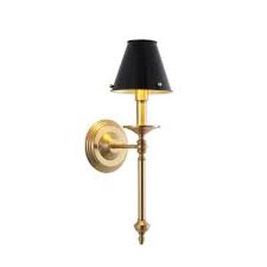 lot 13468 image: Modern Wall Sconce Industrial Mid Century Bathroom Vanity Wall Light Brushed Brass Finished Frame and Black Metal Lampshade Wall Mount Lights for Living Room Bedroom Stairs Corridor Mirror