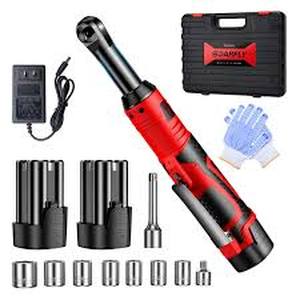 lot 13469 image: SOARFLY 38 Cordless Ratchet Wrench Set, Extended Electric Ratchet Wrench, 40 Ft-Lbs, 450 RPM, 16.8V Wrench Ratchet Set with 2 2000mAh Lithium Batteries, Variable Speed, 7 Sockets, LED Light