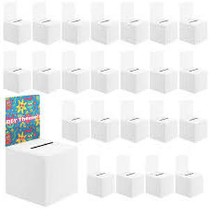 lot 13485 image: 24 Pack Cardboard Ballot Box with Slot 6 x 6x 6 Inch Raffle Boxes with Removable Header Suggestion Boxes Donation Box for Fundraising Ticket Boxes for Collecting Card Voting Contest