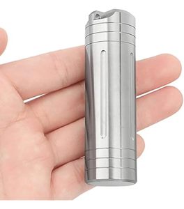 lot 14005 image: 2 Pack Stainless Steel Keychain Pill Holder �� Pill Container Portable Pill Case for Backpack, Keyring Watertight Travel Pill Container for Medicine (Medium)
