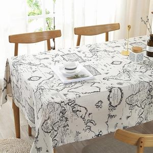 lot 14440 image: World Map Tablecloth,Cotton Linen Fabric Map Table Cover with 35.4x35.4inch,Washable Square World Map Printing Table Cloth for Kitchen Dinning Tabletop Home Decorations