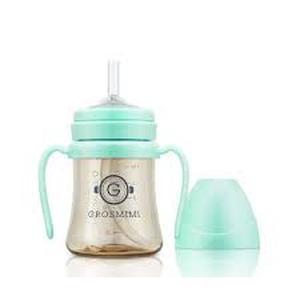 lot 20403 image: Grosmimi PPSU Straw Cup with Handles 200ml Aqua Green