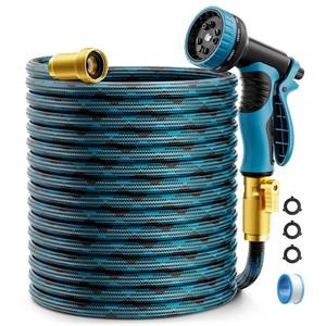 lot 1532 image: Garden Hose, Non-Expandable Water Hose 100ft, Flexible, Kink & Leak Proof Water Pipe with 10-Function Spray Nozzle, Lightweight Outdoor Hose for Yard, Lawn, Car Wash, RV and Home Use