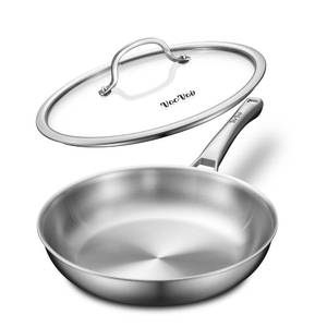 lot 1550 image: VocVoi Stainless Steel Pan, 12 Inch with Lid Stainless Steel Frying Pan, Non Toxic Tri-Ply Skillet, PFOA&PTFE Free, Oven and Dishwasher Safe, Induction Compatible